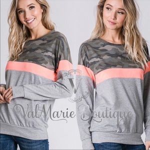 LAST 1! Camo neon must have womens pullover top